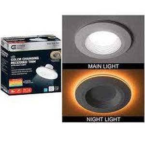 lot 240 image: Commercial Electric 6 in. Adjustable CCT Integrated LED Recessed Light Trim w Night Light 670 Lumens Retrofit Kitchen Lighting Dimmable