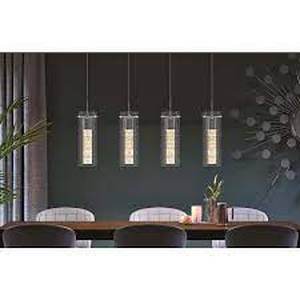 lot 262 image: Exclusive Artika Essence 27-Watt 4 Light Chrome Modern Integrated LED Pendant Light Fixture for Dining Room or Kitchen