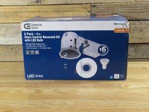 lot 228 image: Commercial Electric LED Glare Control  Directional 4 in. White Recessed Kit (6-Pack)