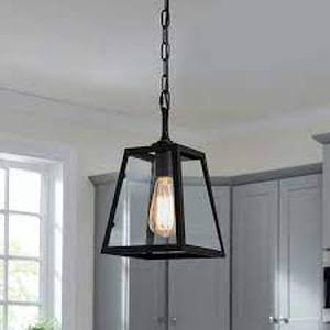 lot 232 image: Hampton Bay Knightley 1-Light Matte Black and Glass Mini Pendant
