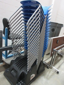 lot 754 image: HERMAN MILLER CAPER CHAIRS WITH TRANSPORT STORAGE RACK