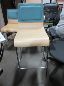 lot 770 image: WOODEN STOOLS WITH CHROME FRAMES