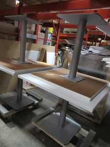lot 777 image: ALL STEEL SQUARE CAFE TABLES IN TWO SIZES