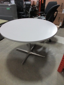 lot 789 image: STEEL BASE, ROUND,  CAFE TABLE