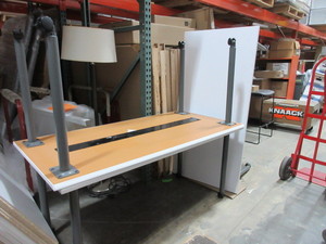 lot 799 image: KNOLL, WHITE ROLLING TABLES WITH CASTERS