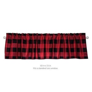 lot 60 image: Lot of Four (4) NIP Trend Lab Red and Black Buffalo Check Window Valance-Buffalo Check Body, Rod Pocket, Red, Black, 60 in x 15 in