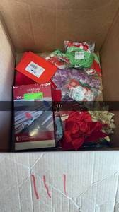 lot 111 image: Overstock Amazon Box Full of Christmas Decor