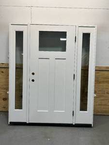 lot 19 image: PALMER-DONAVIN Wood Pre-Hung Door with Narrow Window on Each Side