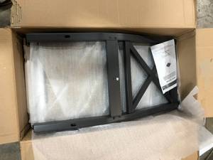 lot 44 image: Home Decorators Collection Dorsey Charcoal Black Wood Dining Chair with Cross Back and Woven Rush Seat (Set of 2)  Customer Returns See Pictures