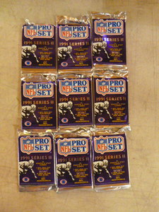 lot 37 image: 9 Unopened Packs of 1991 Pro Set Series II Football Cards