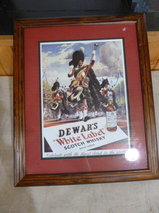 lot 54 image: DeWars White Label Scotch Whisky Framed Print