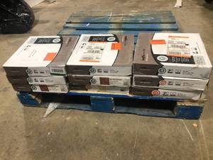 9 Boxes of TrafficMaster Red Oak Parquet 4 MIL x 12 in. W x 12 in. L Peel and Stick Water Resistant Vinyl Tile Flooring (30 sqftcase)  Customer Returns See Pictures