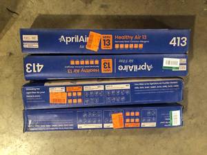 Lot of AprilAire 16 in. x 25 in. x 4 in. 413 MERV 13 Pleated Filter for Air Purifier Models 1410, 1610, 2410, 2416, 3410, 4400 (1-Pack)Customer Returns See Pictures