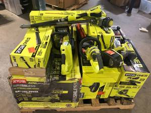 Pallet of Assorted Ryobi Lawn Care Items Various Models and Conditions   Customer Returns See Pictures