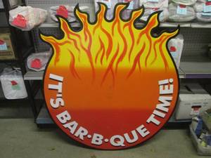 lot 3 image: (EW1) Large Hardboard Its Bar-B-Que Time Sign 41 14 W x 46 H