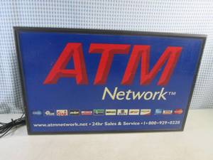 lot 54 image: (G-1) Light-Up ATM Sign - Doesnt Light Up, May Just Need New Bulb(s) - 22 x 14