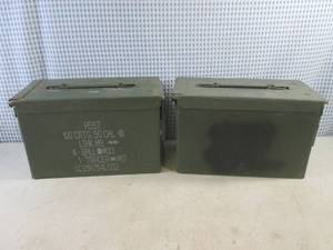 lot 80 image: (BS) 2 Vintage Metal Ammo Boxes