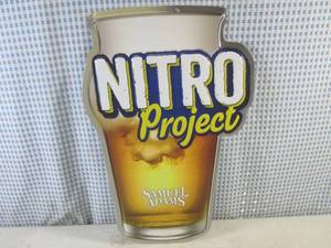 lot 104 image: (FS) Samuel Adams Nitro Project Beer Glass Tin Bar Sign - New - 11 34 x 17 12