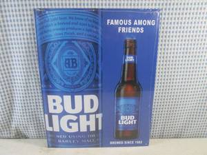 lot 109 image: (FS) Bud Light Tin Sign - New In Plastic Wrap - 11 12 x 16