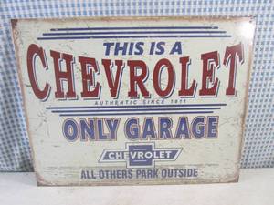 lot 120 image: (FS) Chevrolet Only Garage Tin Sign - New In Plastic Wrap - 16 x 12 12