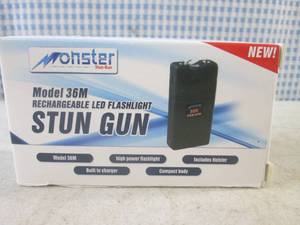 lot 143 image: (CNTR) Monster Rechargeable LED Flashlight Stun Gun In Black Model 36M - New In Box