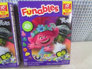 lot 172 image: (B-1) 4 Boxes Funables Trolls Snacks 10 Pouches per Box Past Date