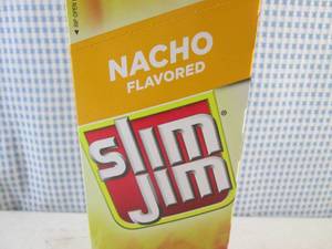 lot 203 image: (B-1) Box of 24 Slim Jim Nacho Smoked Snack Sticks Past Date