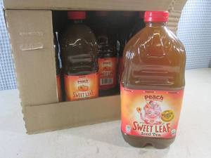 lot 206 image: (C-3) Case of 8 Bottles Peach Sweet Leaf Iced Tea 2 Qt64oz Bottles Past Date