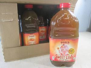 lot 207 image: (C-3) Case of 8 Bottles Peach Sweet Leaf Iced Tea 2 Qt64oz Bottles Past Date