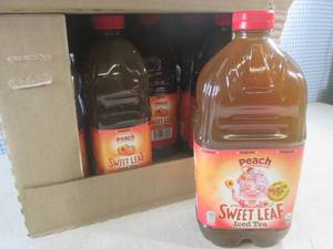 lot 208 image: (C-3) Case of 8 Bottles Peach Sweet Leaf Iced Tea 2 Qt64oz Bottles Past Date