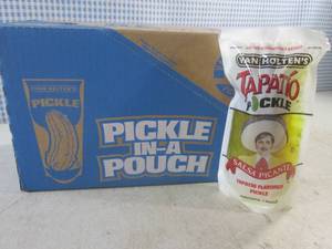 lot 225 image: (B-1) Case of 12 Pickle In A Pouch Jumbo Tapatio Pickles Best by Sept 2024