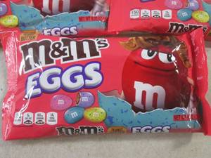 lot 233 image: (B-3) 3 Bags of Peanut Butter M&ampMs Eggs Best by Oct 2023