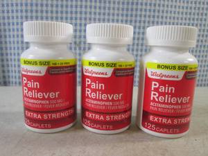 lot 288 image: (EC1) 3 Bottles Extra Strength Pain Reliever 125 Caplets Each