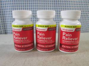 lot 289 image: (EC1) 3 Bottles Extra Strength Pain Reliever 125 Caplets Each