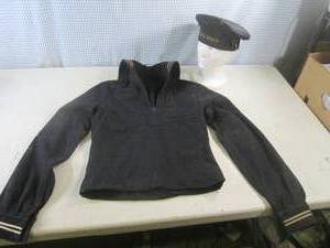 lot 333 image: (BS) Vintage WW2 US Navy Top and Cap - In Fair to Partly Cloudy Condition Depending on Opinion Im Sure (Foam Head Not Included)