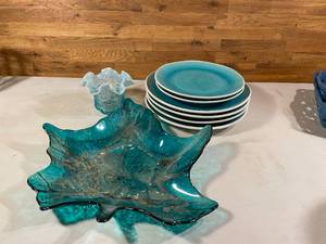 lot 157 image: Blue Kitchen Plates and Dcor