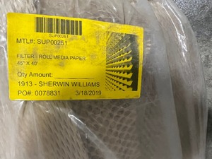 4 ROLLS OF MEDIA PAPER FILTER 45 X 40FT