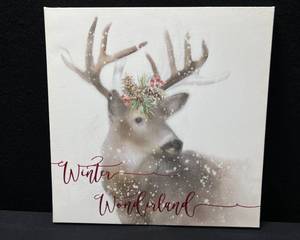 lot 1416 image: Winter Wonderland Deer - Wrapped Canvas Print Andover Mills