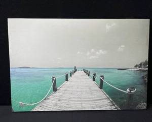 lot 1418 image: Ocean Deck Canvas Wall Art Print, Coastal Home Decor - 36 x 24