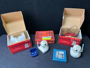 lot 1437 image: 3 Honeywell iPCAM-PT Security Camera and Honeywell WAP(wireless access point)