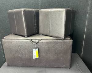 lot 1438A image: Convenience Concepts Designs4Comfort Sheridan Storage Bench w  2 Side Ottomans, Black