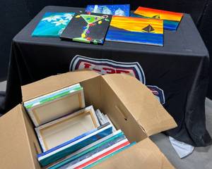 lot 1479 image: Box of Painted Canvasses