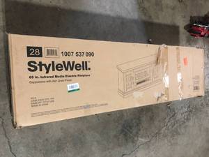 StyleWell Chelsea 65 in. Freestanding Electric Fireplace TV Stand in Cappuccino with Ash Grain  Customer Returns See Pictures