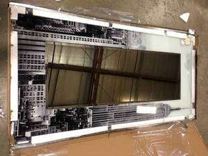 72 in. x 36 in. My N.Y. Rectangle Framed Printed Tempered Art Glass Beveled Accent Mirror by Empire Art Direct  Customer Returns See Pictures