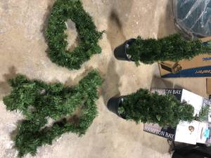 National Tree Company Promotional Assortment with 2 - 3 ft. Pre-Lit Entrance Trees, 9 ft. Pre-Lit Garland and 24 in. Pre-Lit Wreath  Customer Returns See Pictures