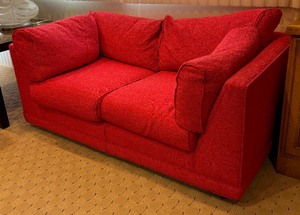 lot 103 image: Hot Pink Loveseat  Couch from Dorothy Collins Interiors