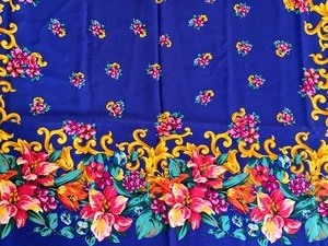 lot 181 image: Rickie Freeman for Teri Jon Lapis Blue and Floral Scarf