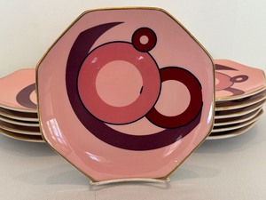 lot 157 image: (12) Jackson China Geometric Pink Salad Plates