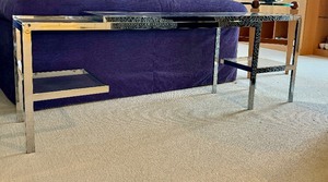 lot 261 image: Modern Chrome and Glass Top Console Table