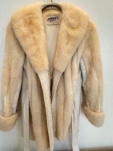 lot 247 image: Vintage Fur and Leather Ladies Belted Jacket  Coat